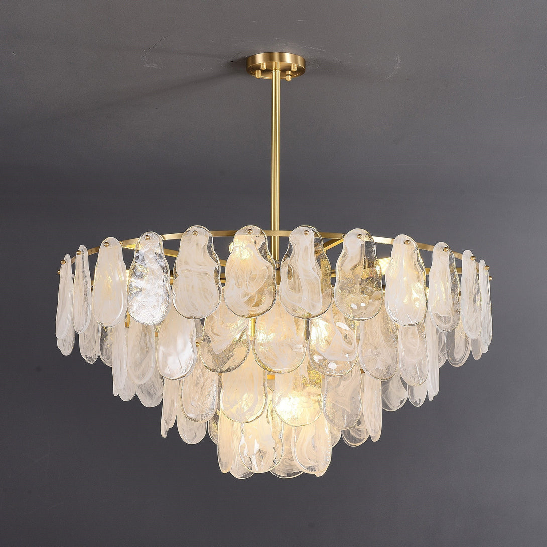 White Amber Round Chandelier