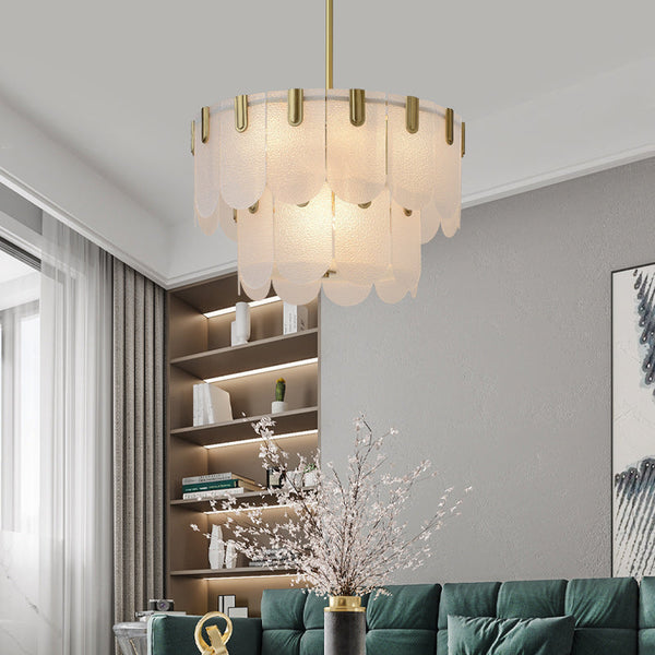 Diamond White Brass Glass Chandelier