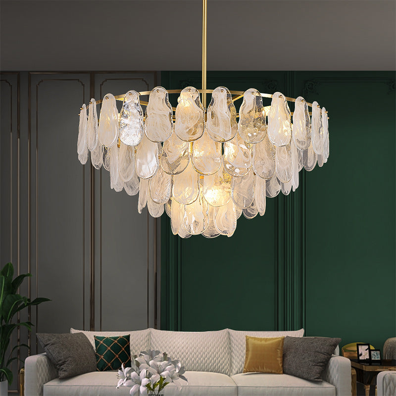 White Amber Round Chandelier