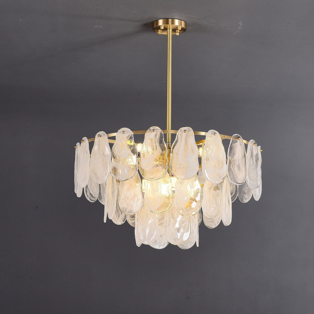 White Amber Round Chandelier