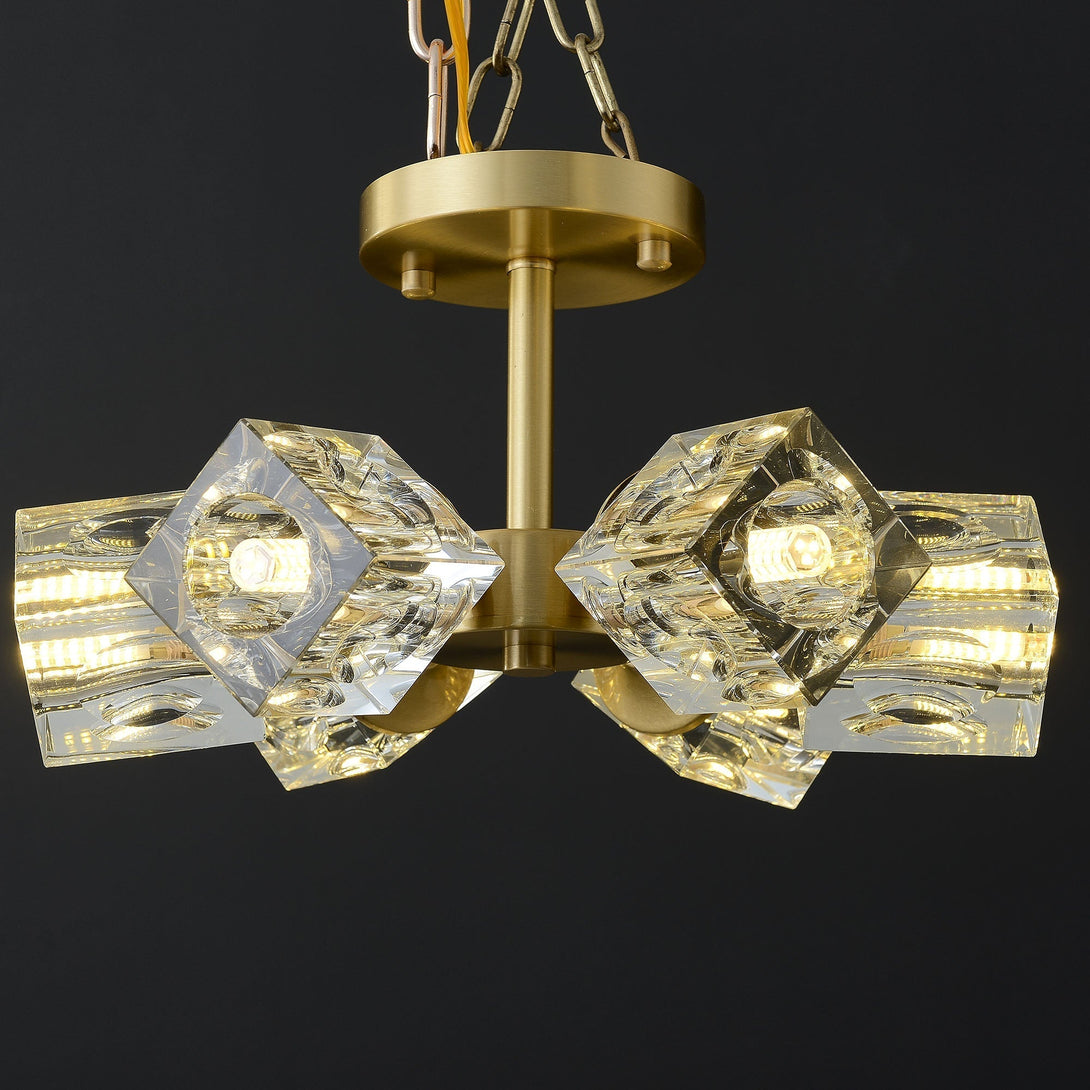 Crystal Square Round Chandelier 6-Lights