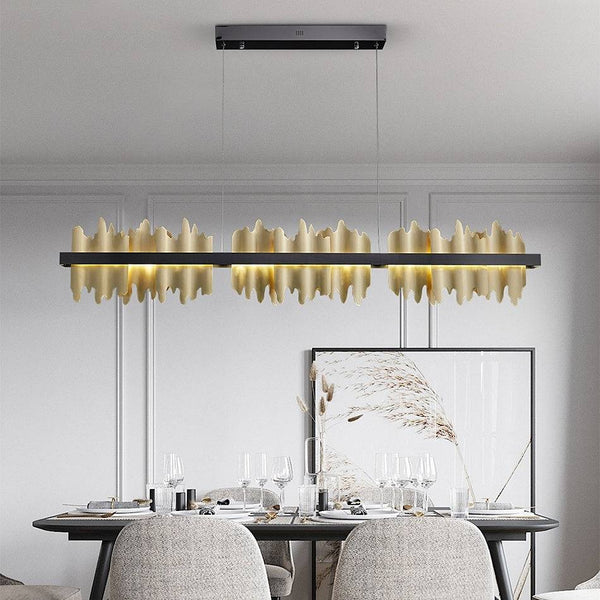 Grol Brushed Brass Linear Chandelier for  Dining Room