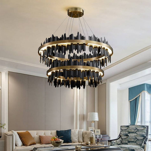 Glor 2-Tier Round Chandelier Black