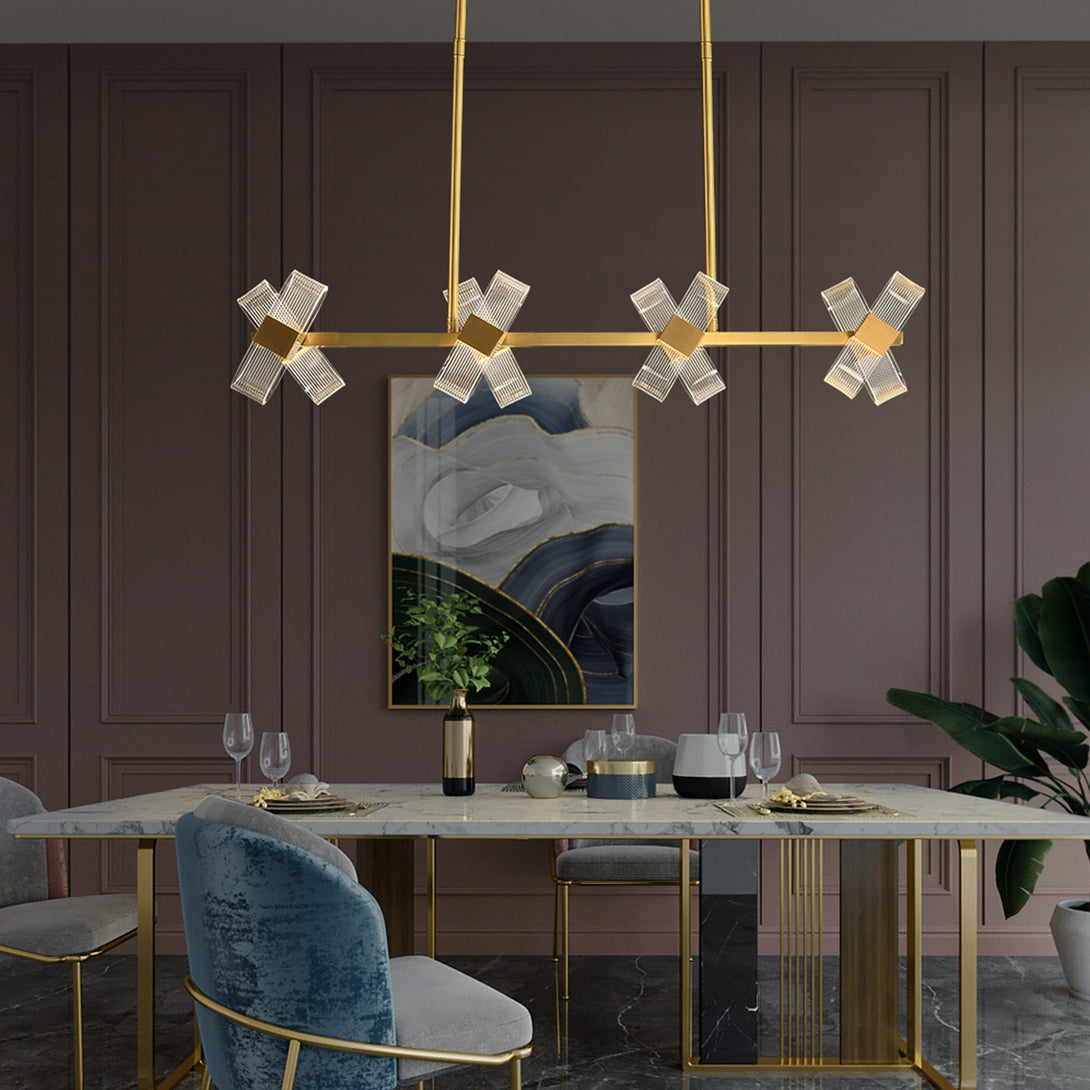 Gold Line Cross Chandelier