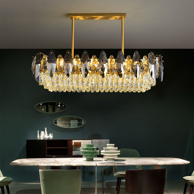 Industrial Long Luxury Clear Crystal Chandelier