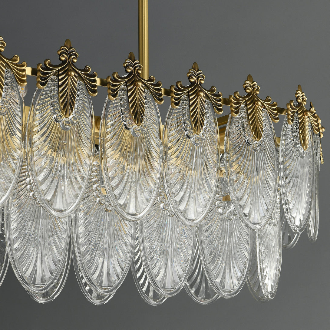 Golden Leaves Flake Crystal  Chandelier brass