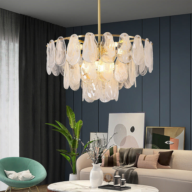 White Amber Round Chandelier