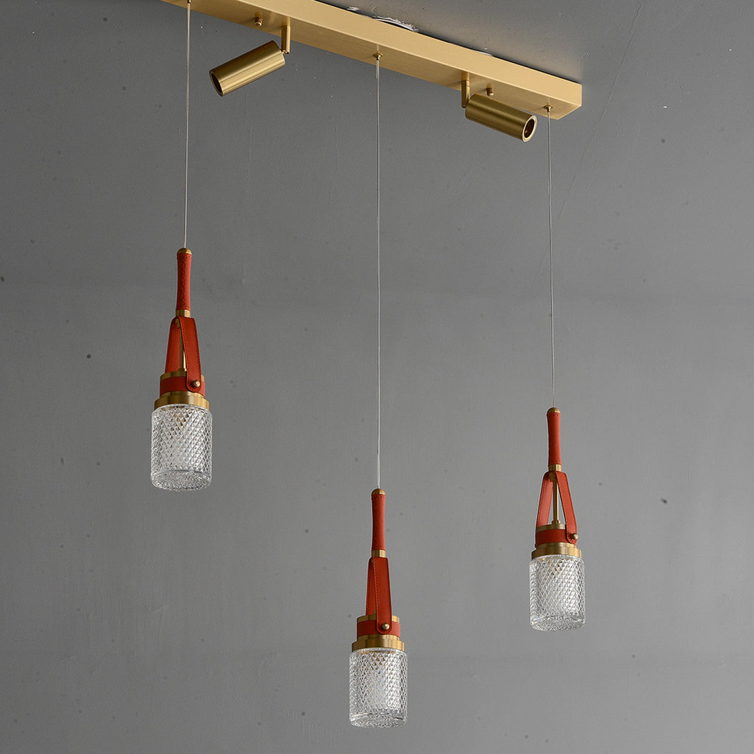 Modern Creative red leather rectangle chandelier