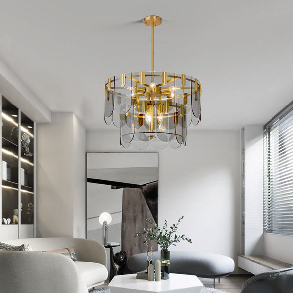 Evale Brass Glass Chandelier