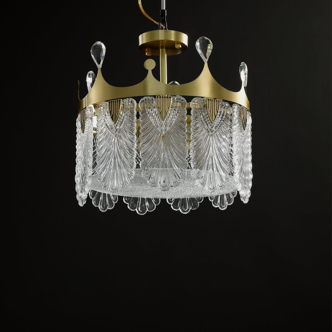 Modern Creative Crown Handmade Glass Round Chandelier