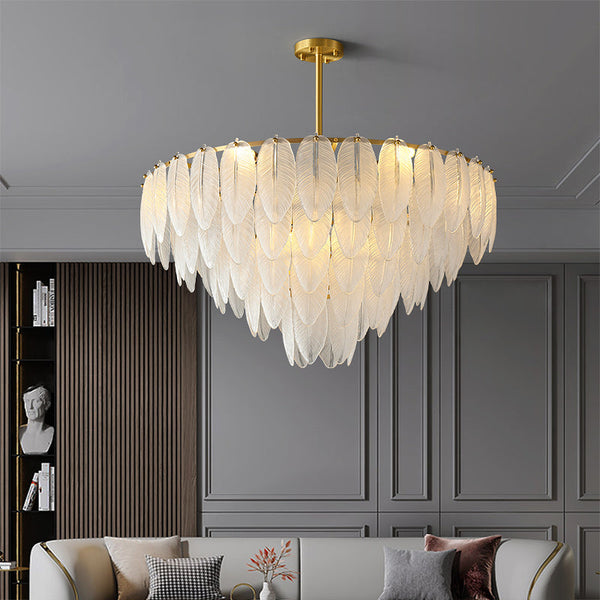 Postmodern White Feather  luxury and full copper chandelier