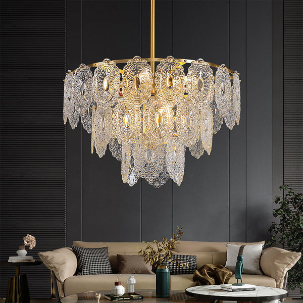 Rale Clear Glass Rod Brass Chandelier