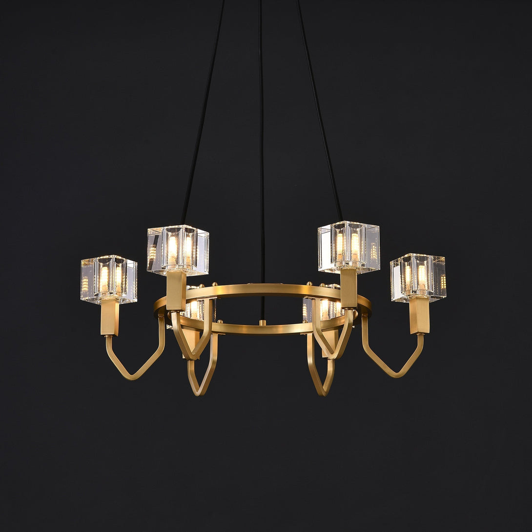 Round Cube Crystal Chandelier 6 Light