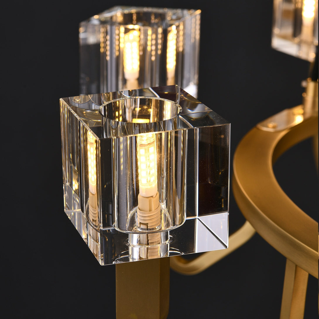 Round Cube Crystal Chandelier 6 Light