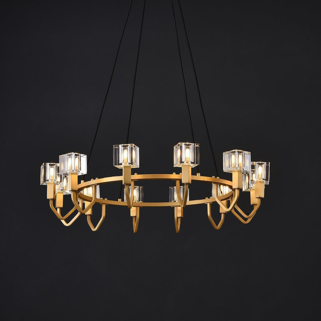 Round Cube Crystal Chandelier 12 Light