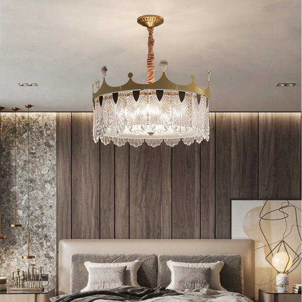 Modern Creative Crown Handmade Glass Round Chandelier