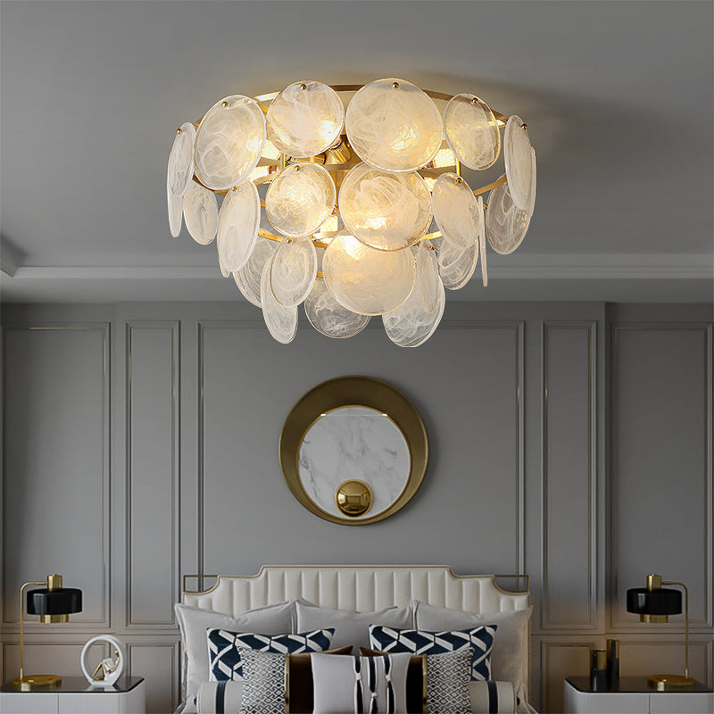 Mordern White circle style Round Crystal Chandelier