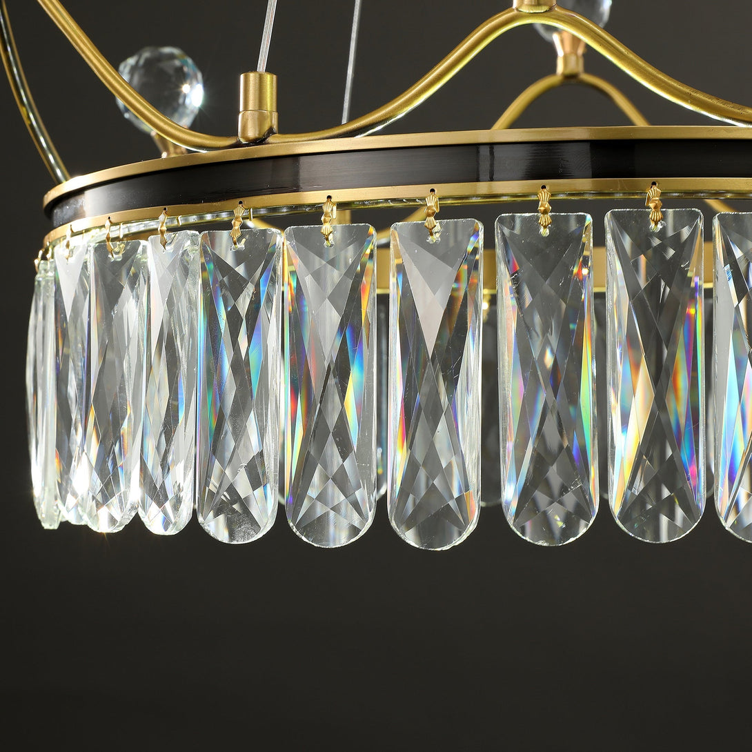 Modern Creative Crown Crystal Round Golden Lamp Body Modern Chandelier