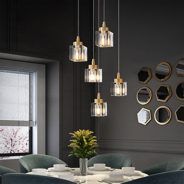 Cube Crystal Chandelier 5 Lights