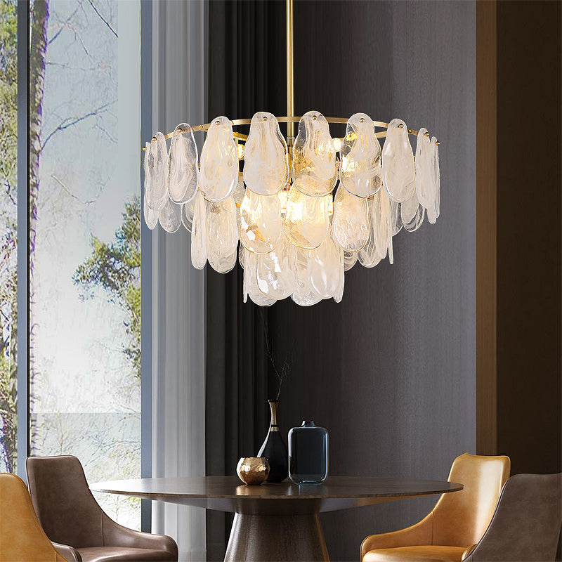 White Amber Round Chandelier