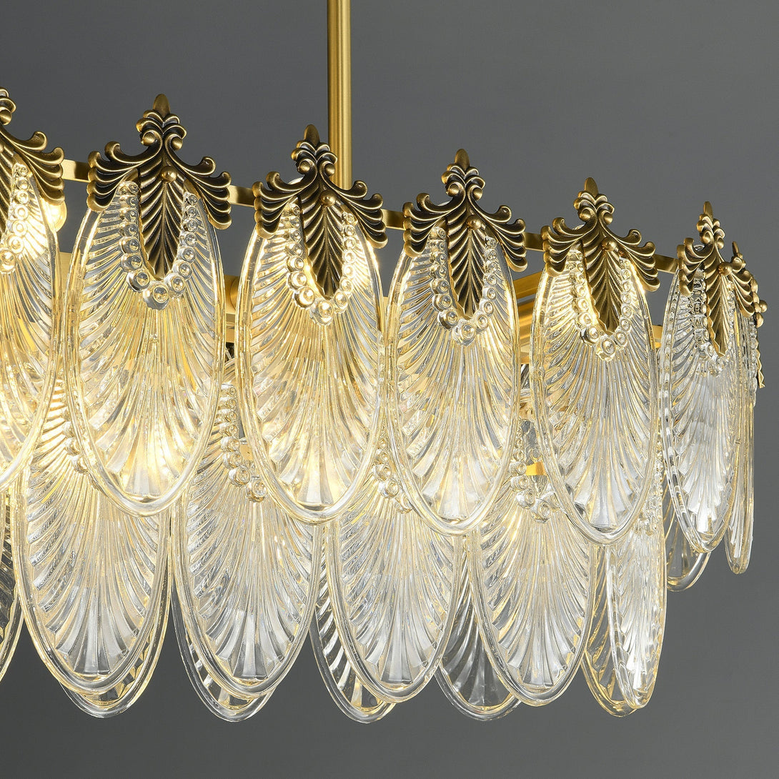 Golden Leaves Flake Crystal  Chandelier brass