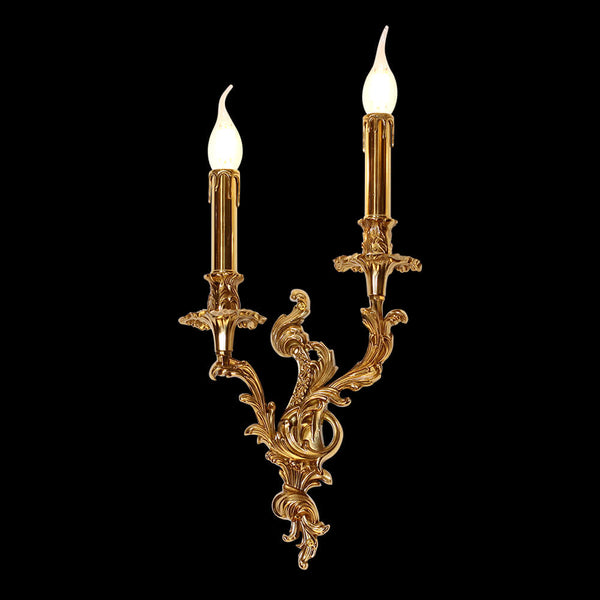 2 Lights French Retro Brass Wall Lamp Indoor Decorative Copper Wall Sconce