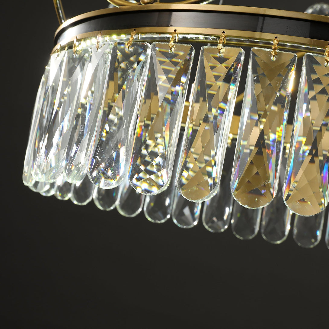 Modern Creative Crown Crystal Round Golden Lamp Body Modern Chandelier