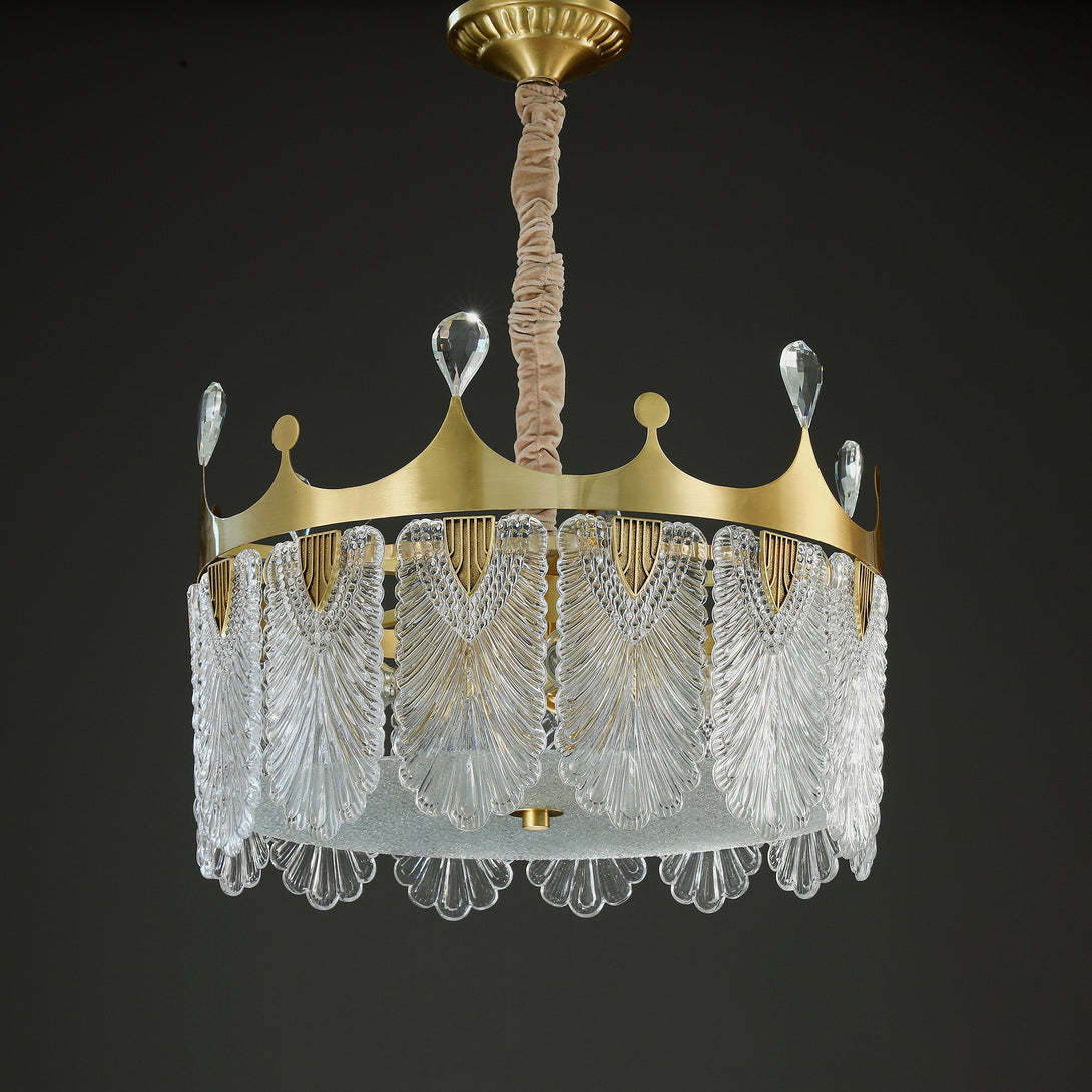 Modern Creative Crown Handmade Glass Round Chandelier