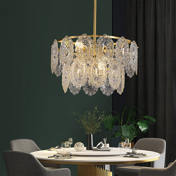 Rale Clear Glass Rod Brass Chandelier