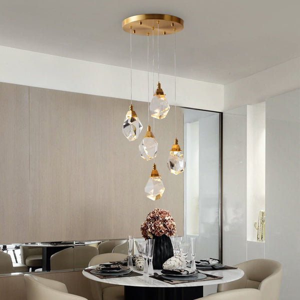 Round Polygonal Chandelier 5 Lights