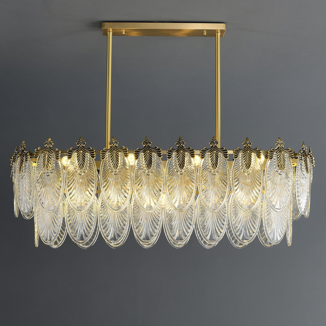 Golden Leaves Flake Crystal  Chandelier brass