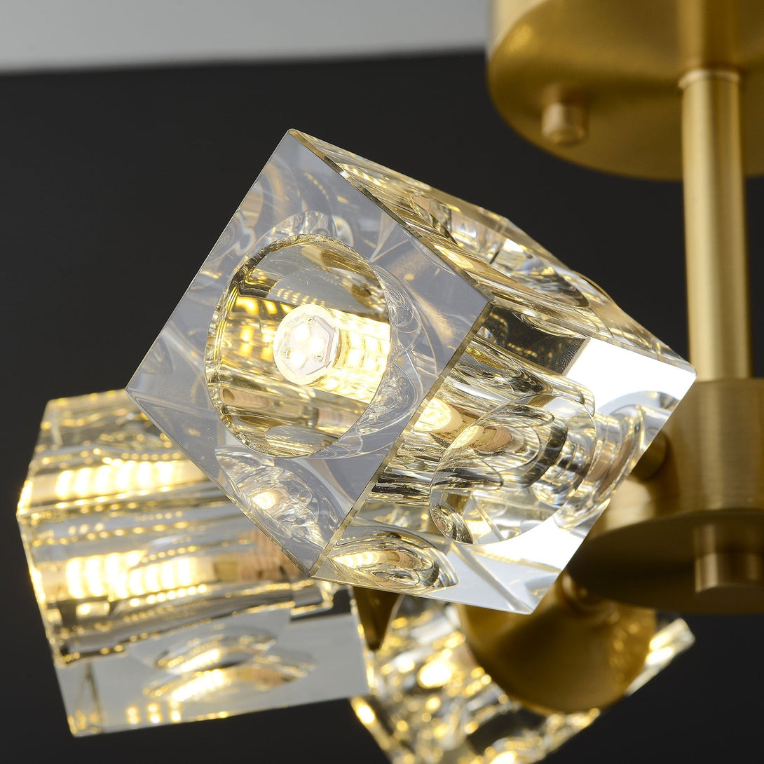 Modern Crystal Square Round Chandelier 4-Lights