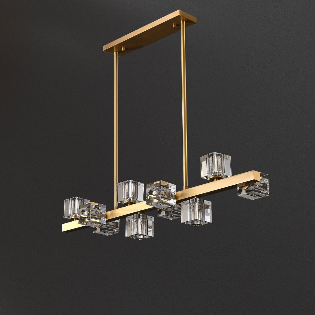 Line Cube Crystal Chandelier