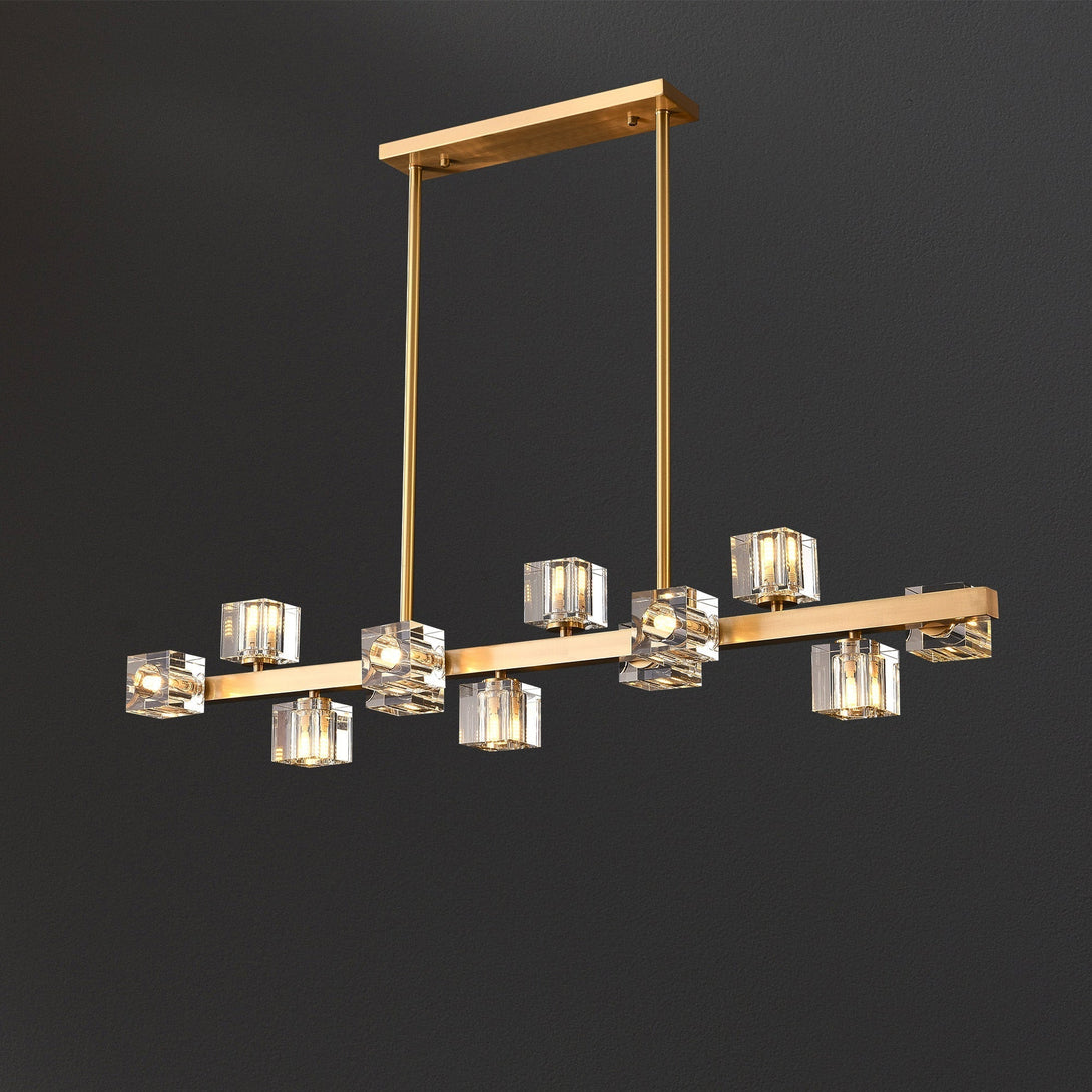 Line Cube Crystal Chandelier