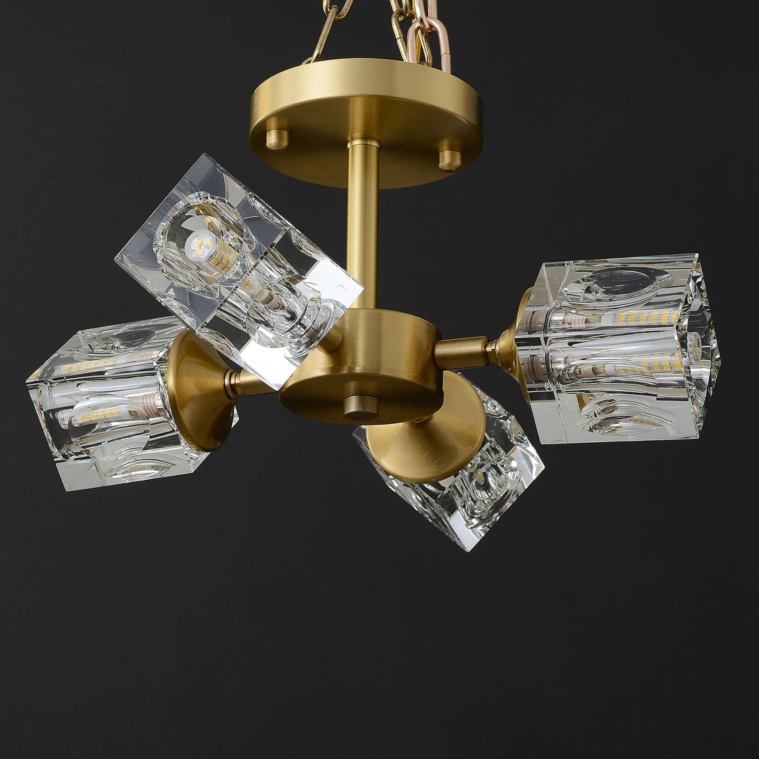 Modern Crystal Square Round Chandelier 4-Lights