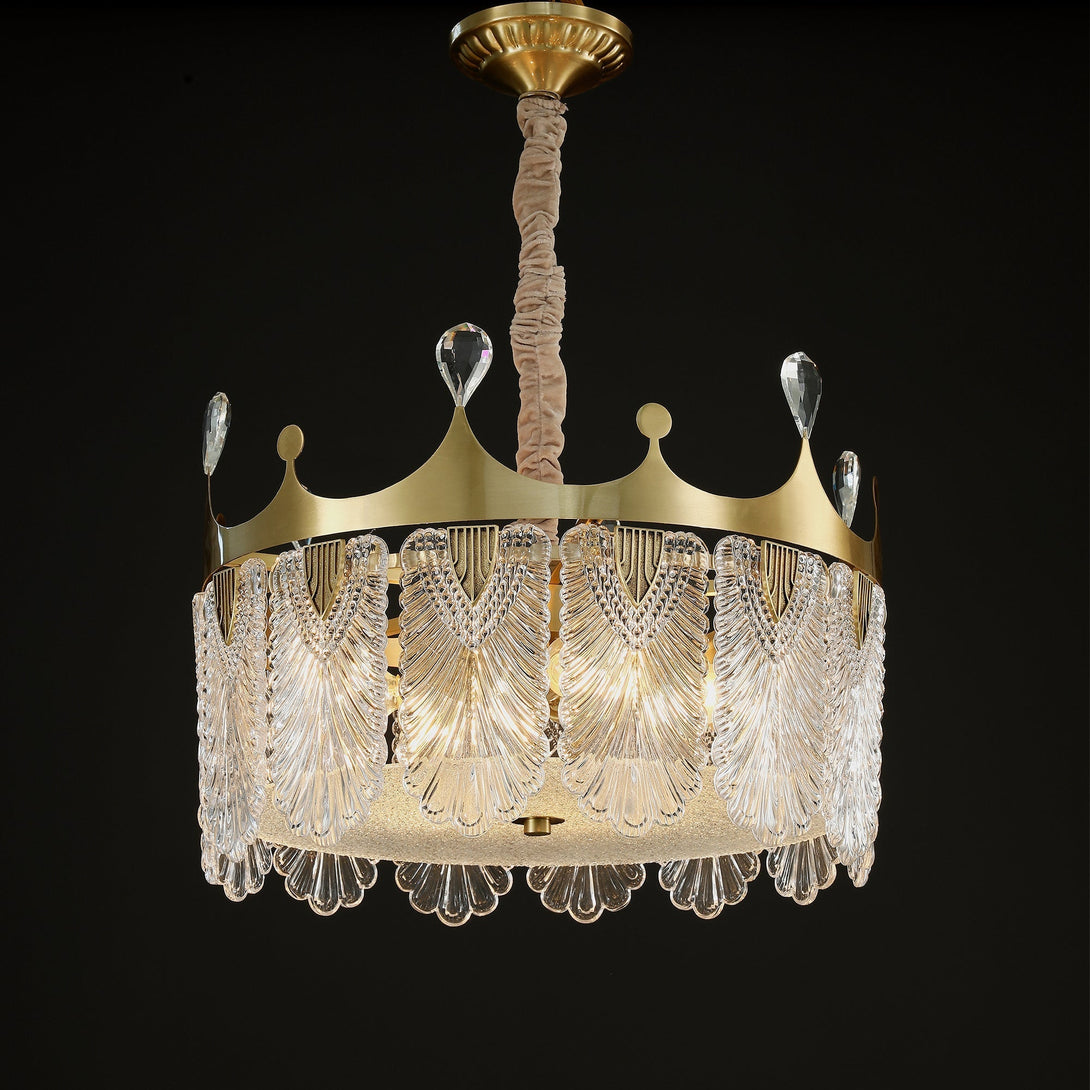 Modern Creative Crown Handmade Glass Round Chandelier