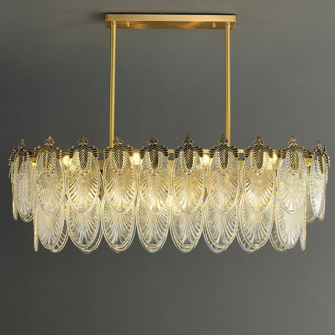 Golden Leaves Flake Crystal  Chandelier brass