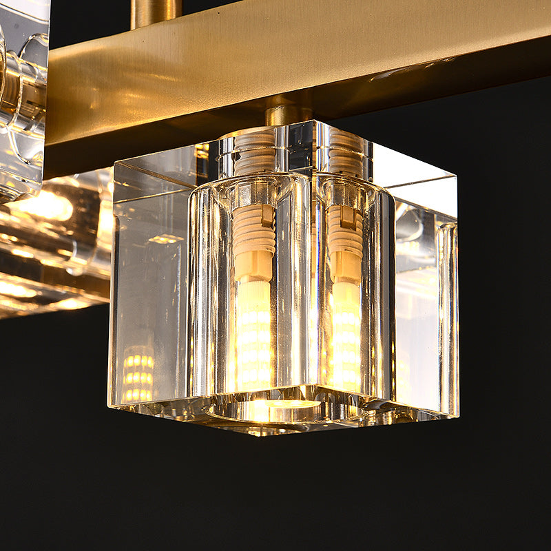 Line Cube Crystal Chandelier