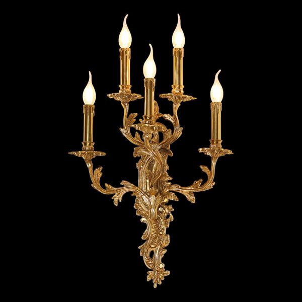 5 Lights French Retro Brass Wall Lamp Indoor Decorative Copper Wall Sconce