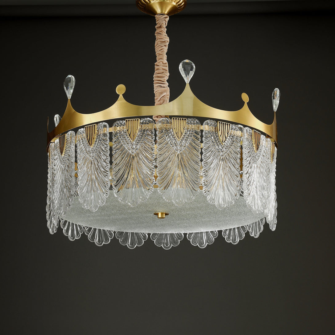 Modern Creative Crown Handmade Glass Round Chandelier