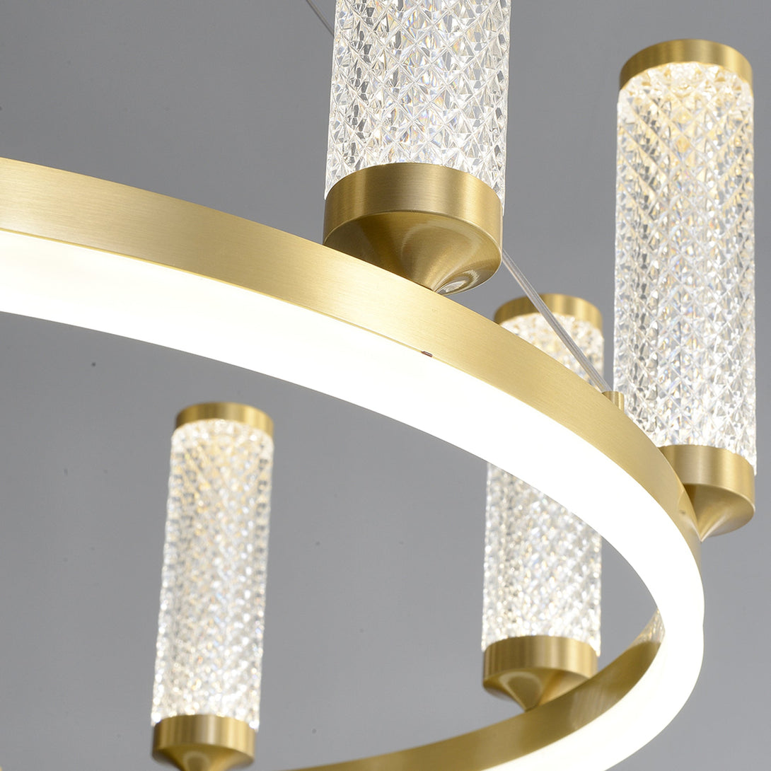 Creative Long Tube Golden Round Crystal Chandelier