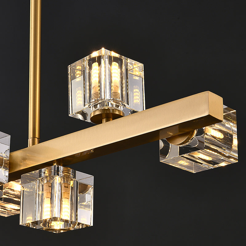 Line Cube Crystal Chandelier