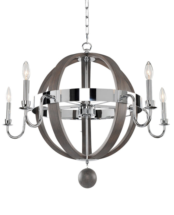 Kalco Sharlow Five Light Chandelier In Chrome