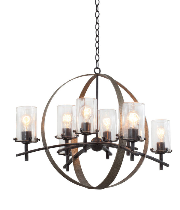 Kalco Irvine Eight Light Chandelier In Vintage Iron