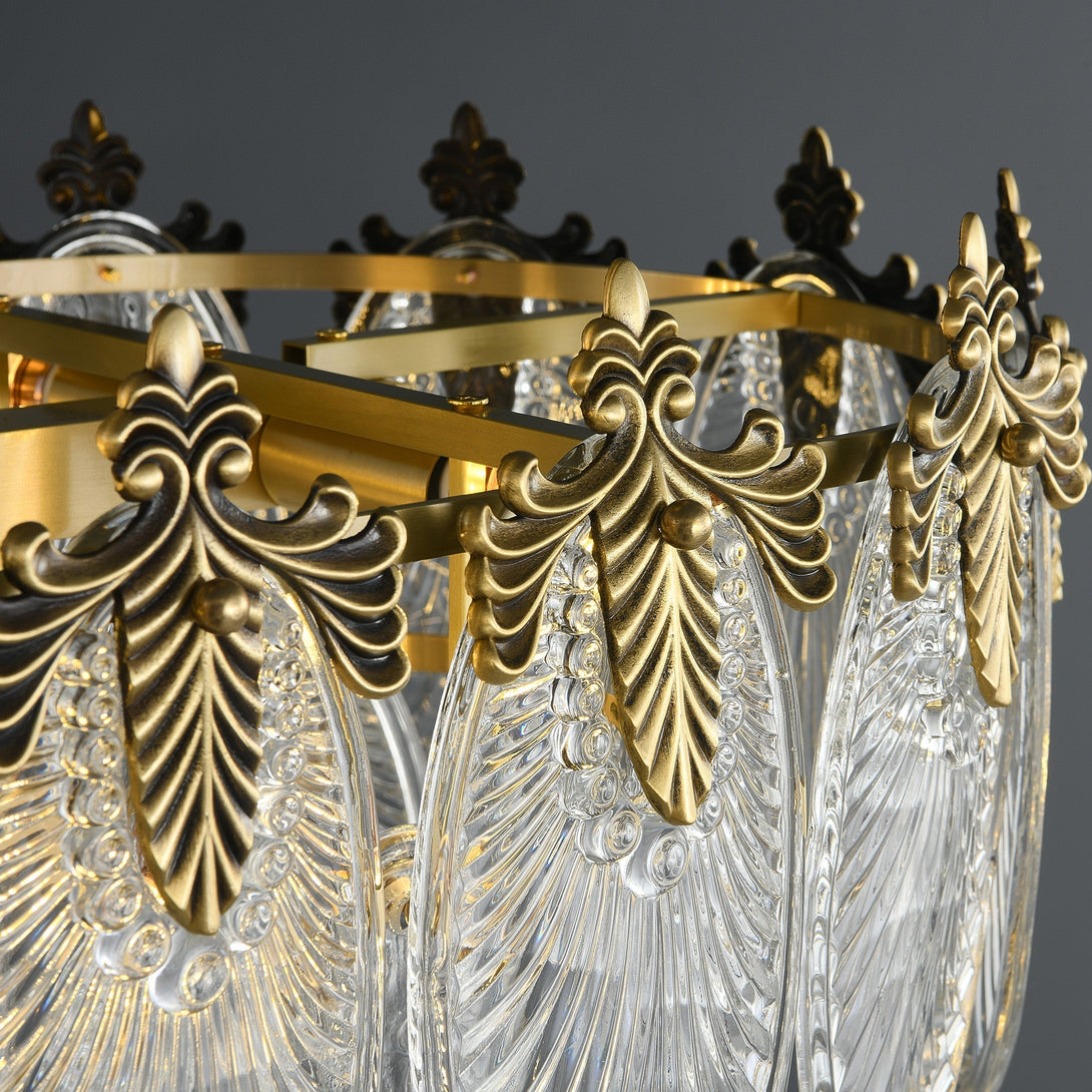 Golden Leaves Flake Crystal  Chandelier brass