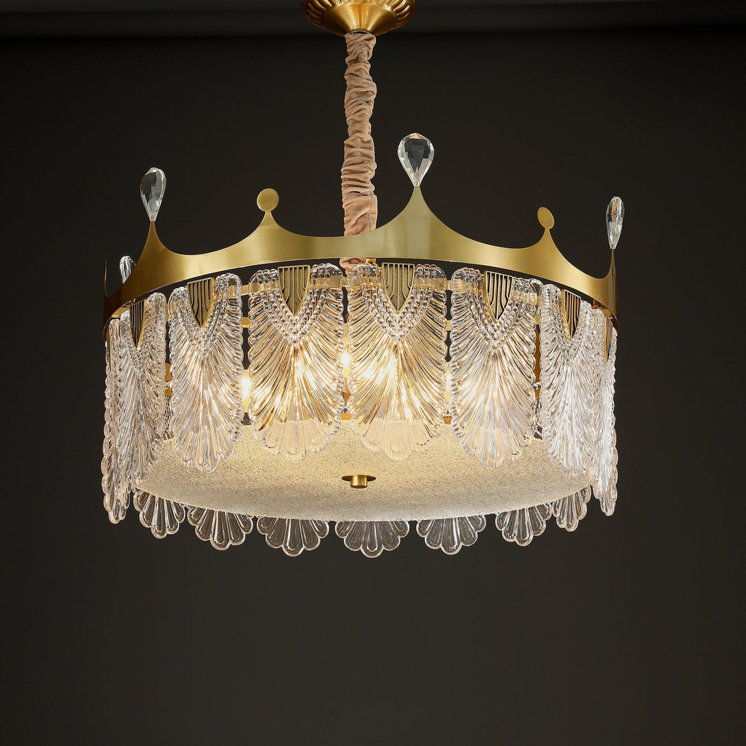 Modern Creative Crown Handmade Glass Round Chandelier