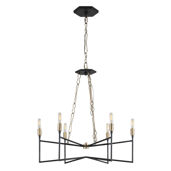 Varaluz Bodie Six Light Chandelier In Havana Gold/Carbon