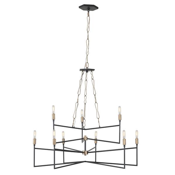 Varaluz Bodie Nine Light Chandelier In Havana Gold/Carbon