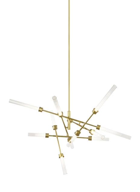 Modern Linger LED Chandelier In Natural Brass