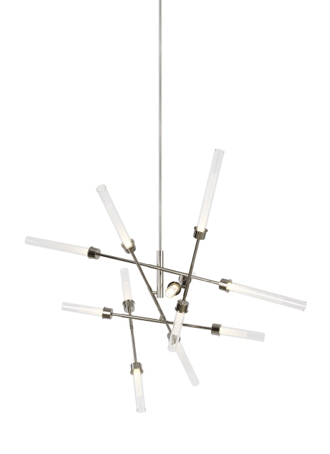 Modern Linger LED Chandelier In Polished Nickel